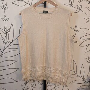 Wonderly Cream Sweater Vest With Fringe - XXL
